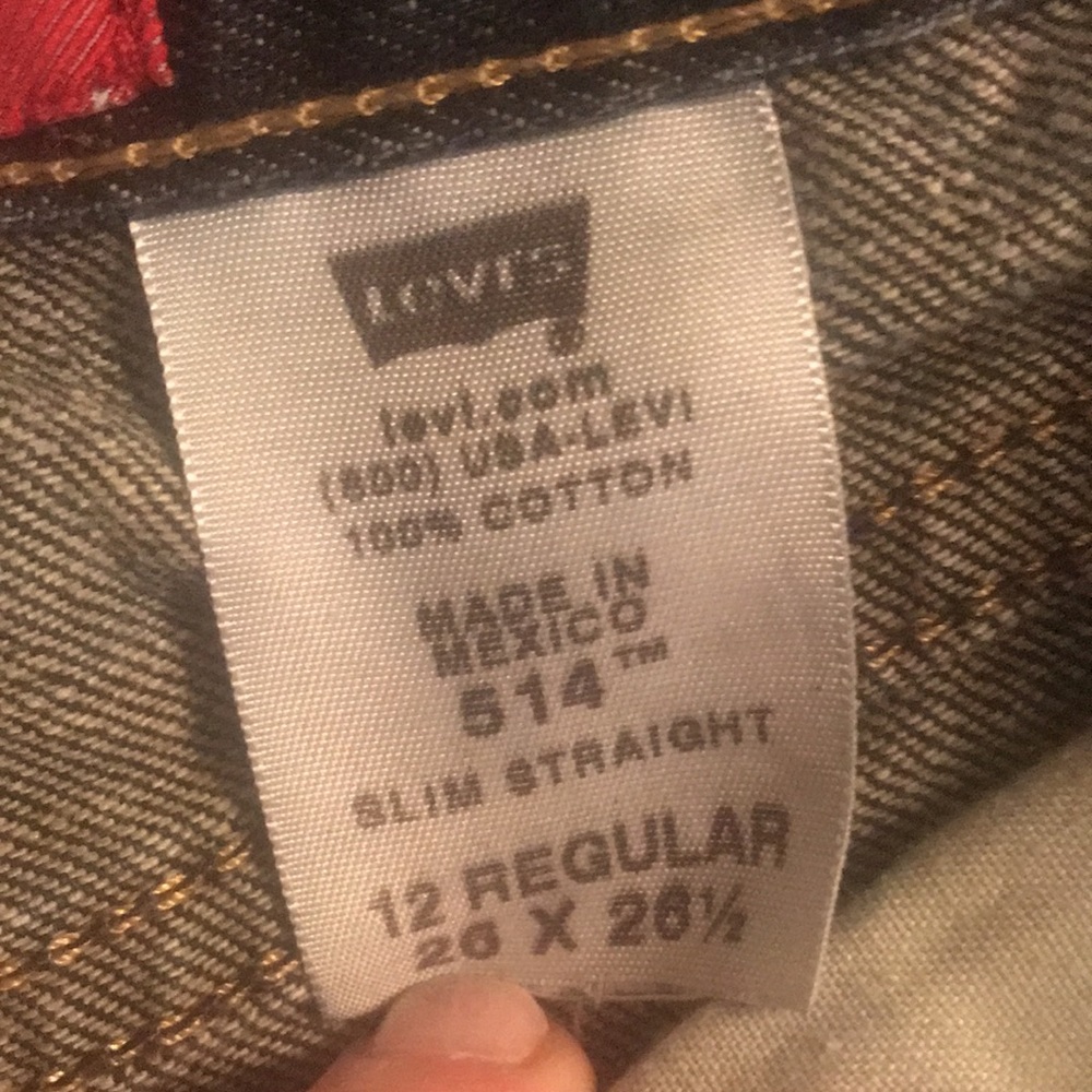❤️(84) Kids Levi’s 514 slim straight jeans size 12 regular. 26W by 26 1/2 - Picture 9 of 10